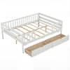 Front. Costway - Costway Full Size Daybed with Fence and 2 Drawers,Railings & Slats Support, Bed Frame - White.