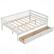 Front. Costway - Costway Full Size Daybed with Fence and 2 Drawers,Railings & Slats Support, Bed Frame - White.