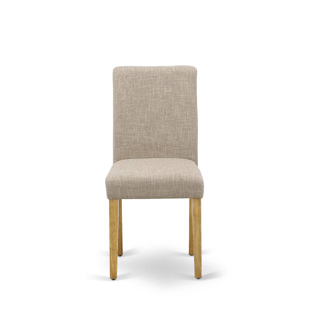 Left. East West Furniture - 1NDAB3-OAK-04 Dining Table Set 3 Pc - Two Dining Room Chairs and a Modern Dining Table - Oak Finish Wood - Light Fawn - Oak.