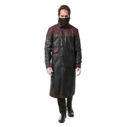 Front. Costume Culture by Franco - Mr. Monster Adult Costume Trenchcoat | X-Large - Black.