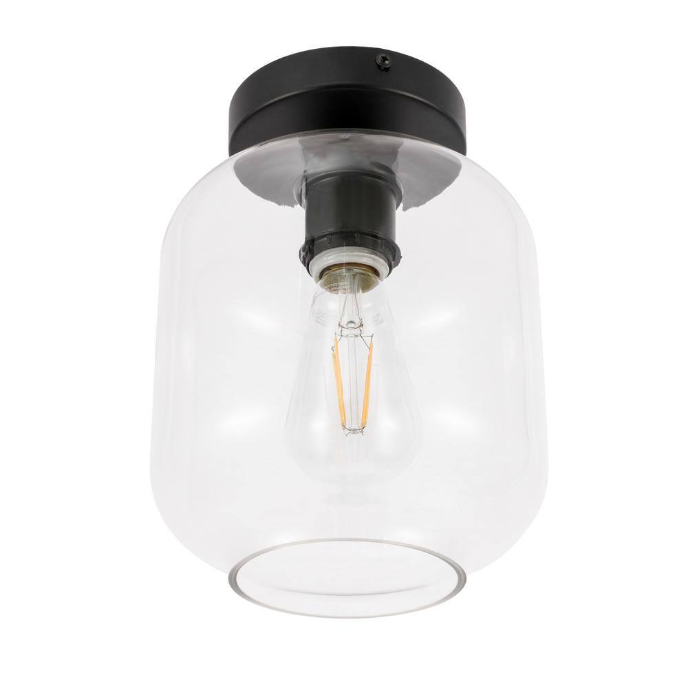 Alt View 3. Living District - Collier 1 light Black and Clear glass Flush mount - Black And Clear Glass.