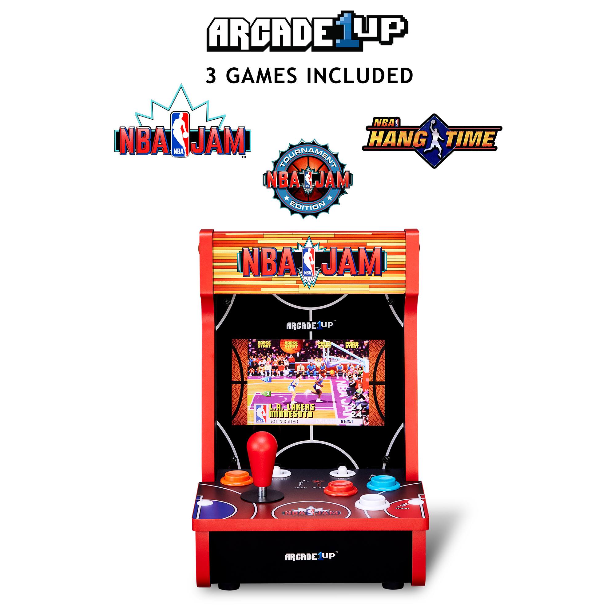 ARCADE UP 3 GAMES INCLUDED

NBA JAM
NBA HANG TIME
NBA JAM TOURNAMENT EDITION

ARCADE UP

PRESS START

L.A. LAKERS MINNESOTA
NBA JAM