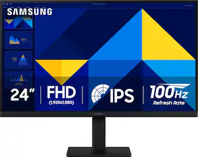 The text on the image reads: "Samsung Corporate Success - 24" FHD (1,920x1,080) IPS 100Hz Refresh Rate."