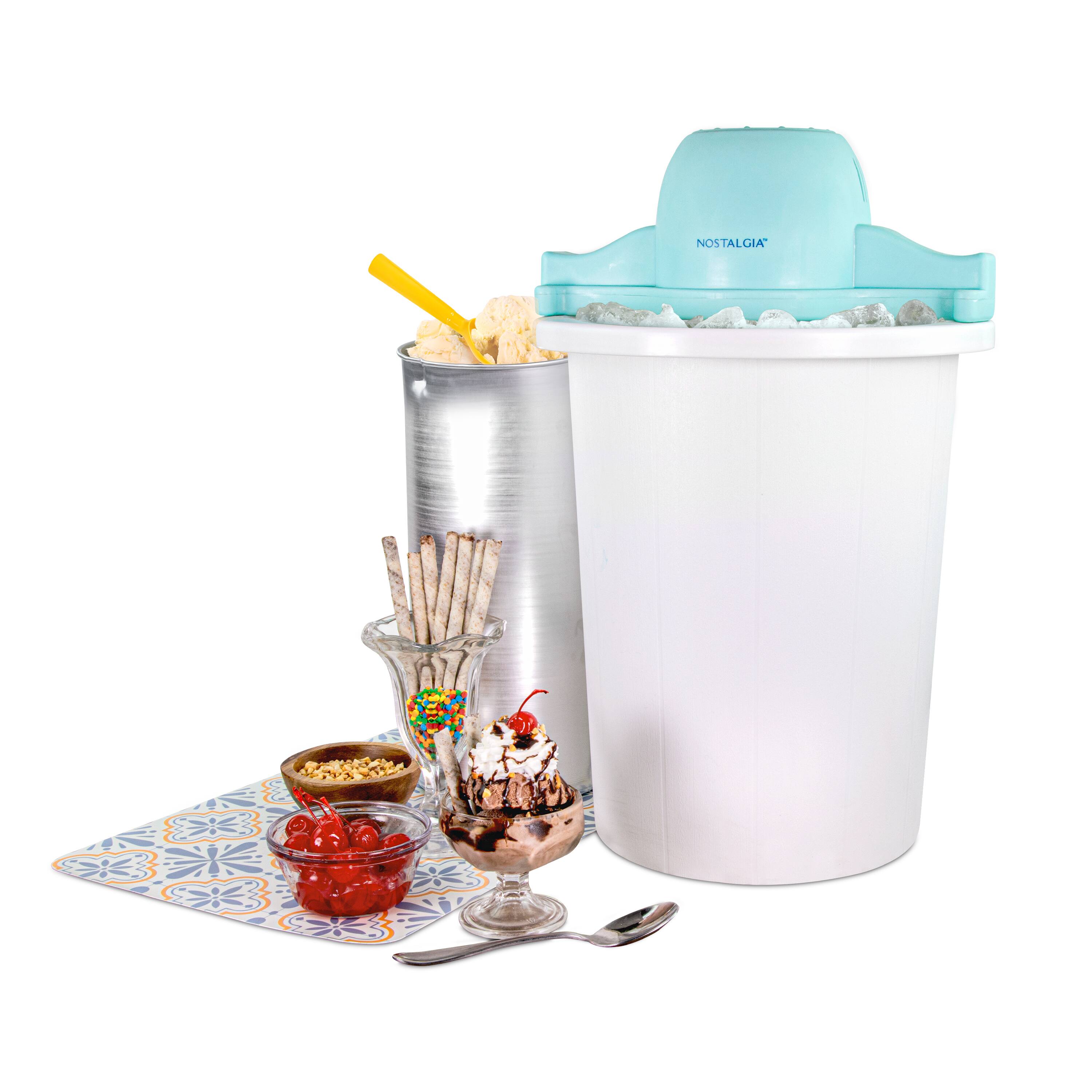 Nostalgia - 6-qt. Parlor Electric Ice Cream Maker - Blue/White