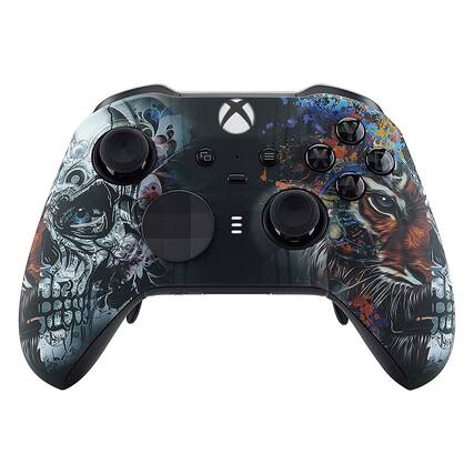 Front. Custom Controllerzz - Custom Elite Series 2 Wireless Controller for Xbox Series X, Xbox Series S, Xbox One - Tiger Skull.