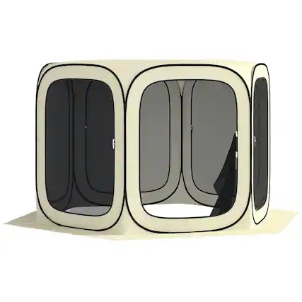 Front. Outsunny - x 11ft Pop Up Screen Tent - Beige.