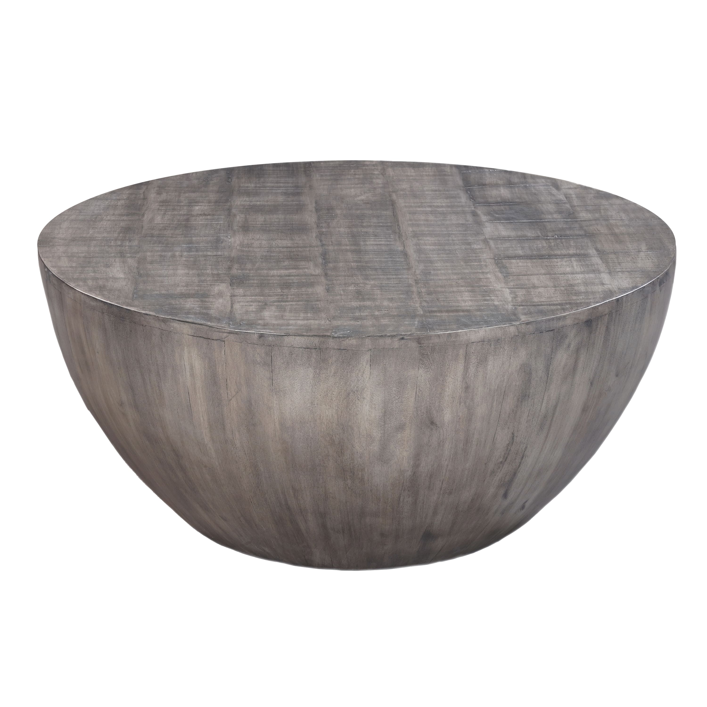 Photos - Coffee Table MANHATTAN Lane - 36 Inch Round , Handcrafted Drum Shape - Olive Gray 