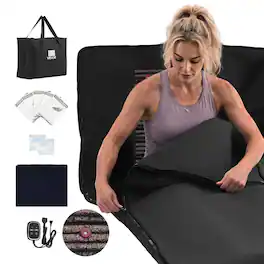 VEVOR - Infrared Sauna Blanket with Mineral Stones, 73 x 35 in Sauna Bag, Zero EMF, Portable for Home Detox and Relaxation - Black