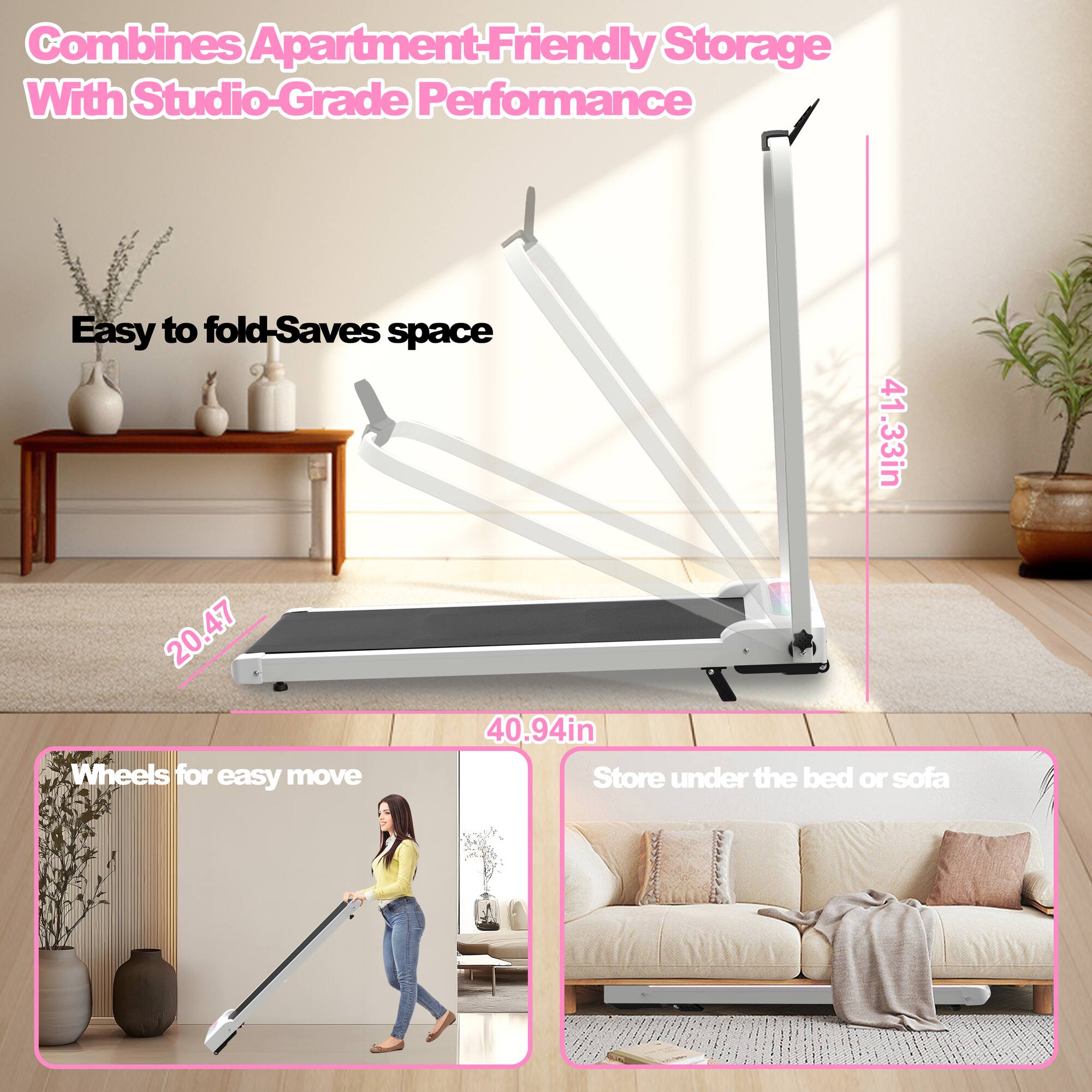 Combines Apartment-Friendly Storage With Studio-Grade Performance

Easy to fold-Saves space

41.33in

20.47in

40.94in

Wheels for easy move

Store under the bed or sofa