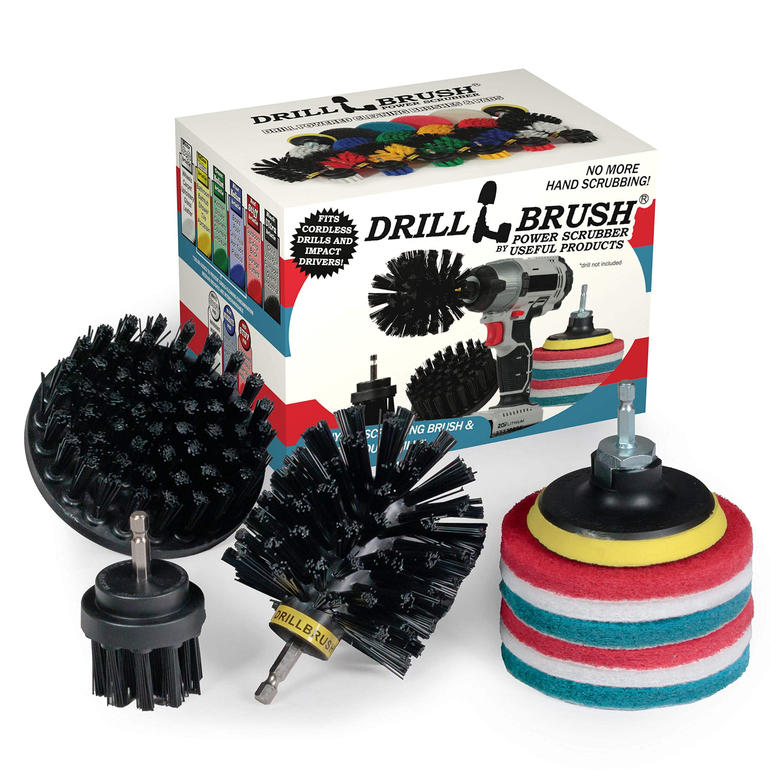 Drillbrush - Grill Accessories - Grill Brush - Power Scrub Drill Brush - Blue Cleaning Pads - Bathroom Cleaning - Shower Cleaner