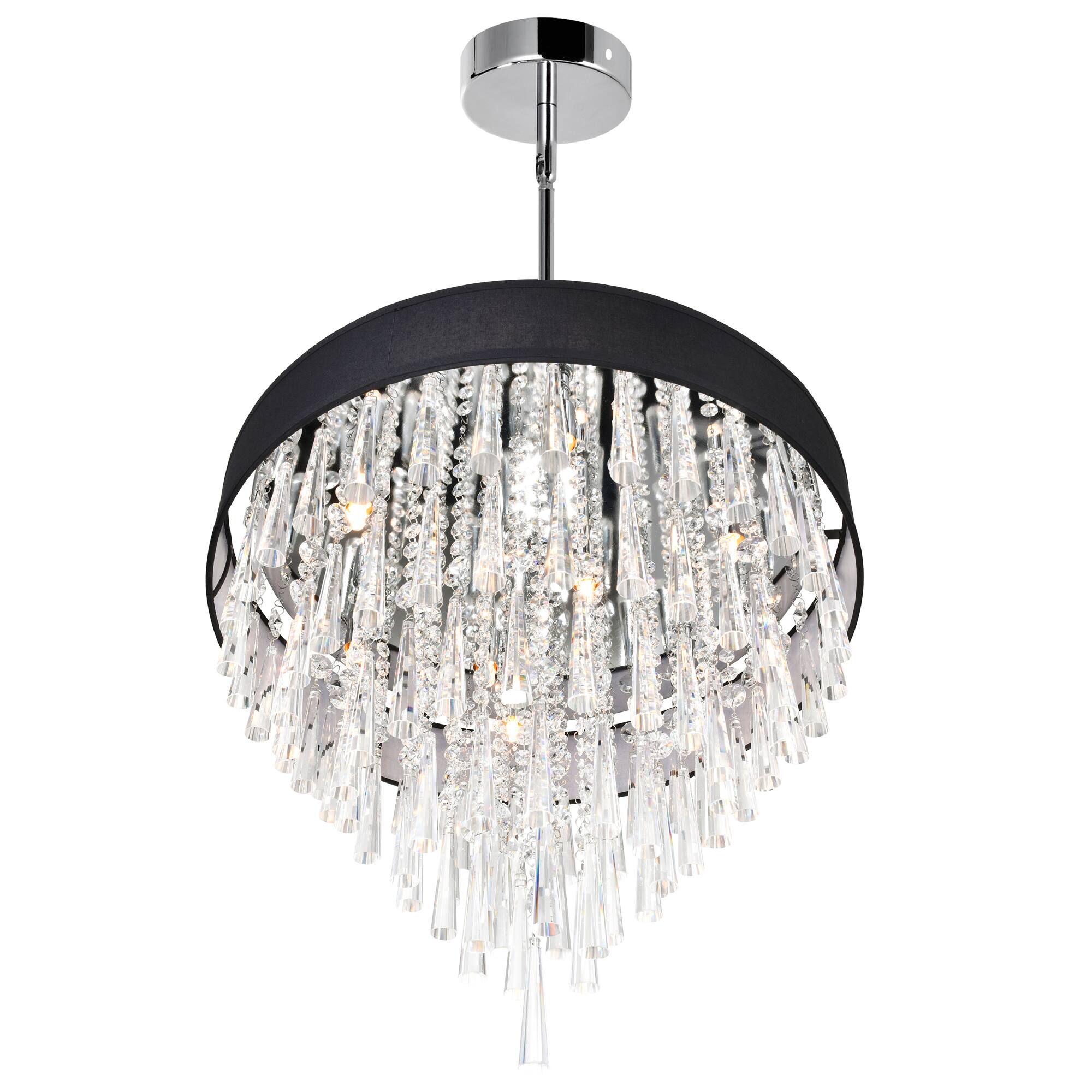 Left. CWI Lighting - Franca 8 Light Drum Shade Chandelier With Chrome Finish - Black.