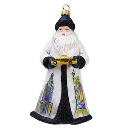 Joy to the World Collectibles - Joy to the World Glitterazzi New York Santa with Taxi Cab Polish Glass Christmas Ornament - Multicolor