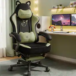 CloudRest Pro - Cute Velvet Fabric Computer Chair Comfortable Reclining Ergonomic Gaming Chair - Green