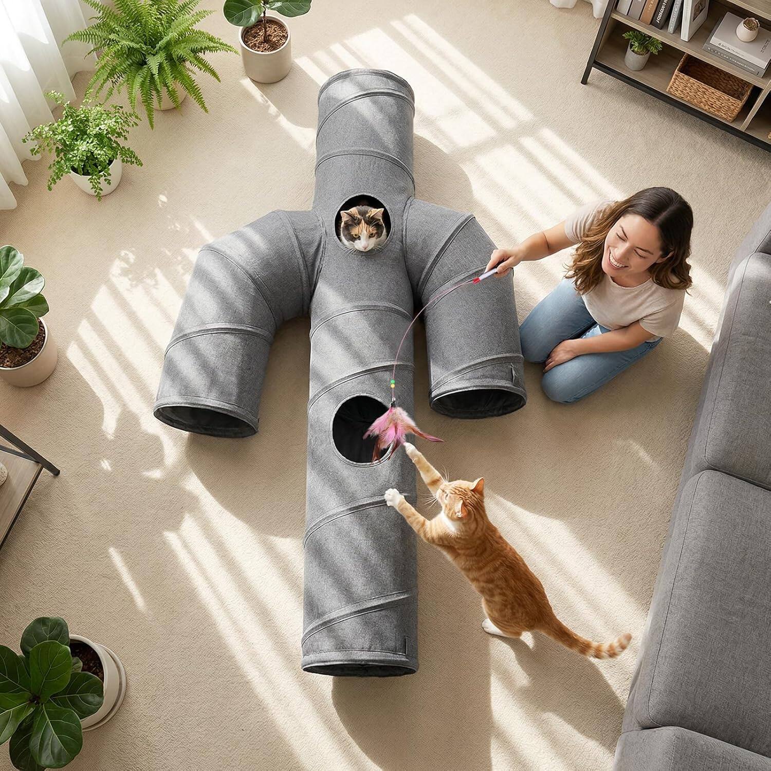 Alt View 7. Ownpets - Cat Tunnel Cactus-Shaped - Gray.