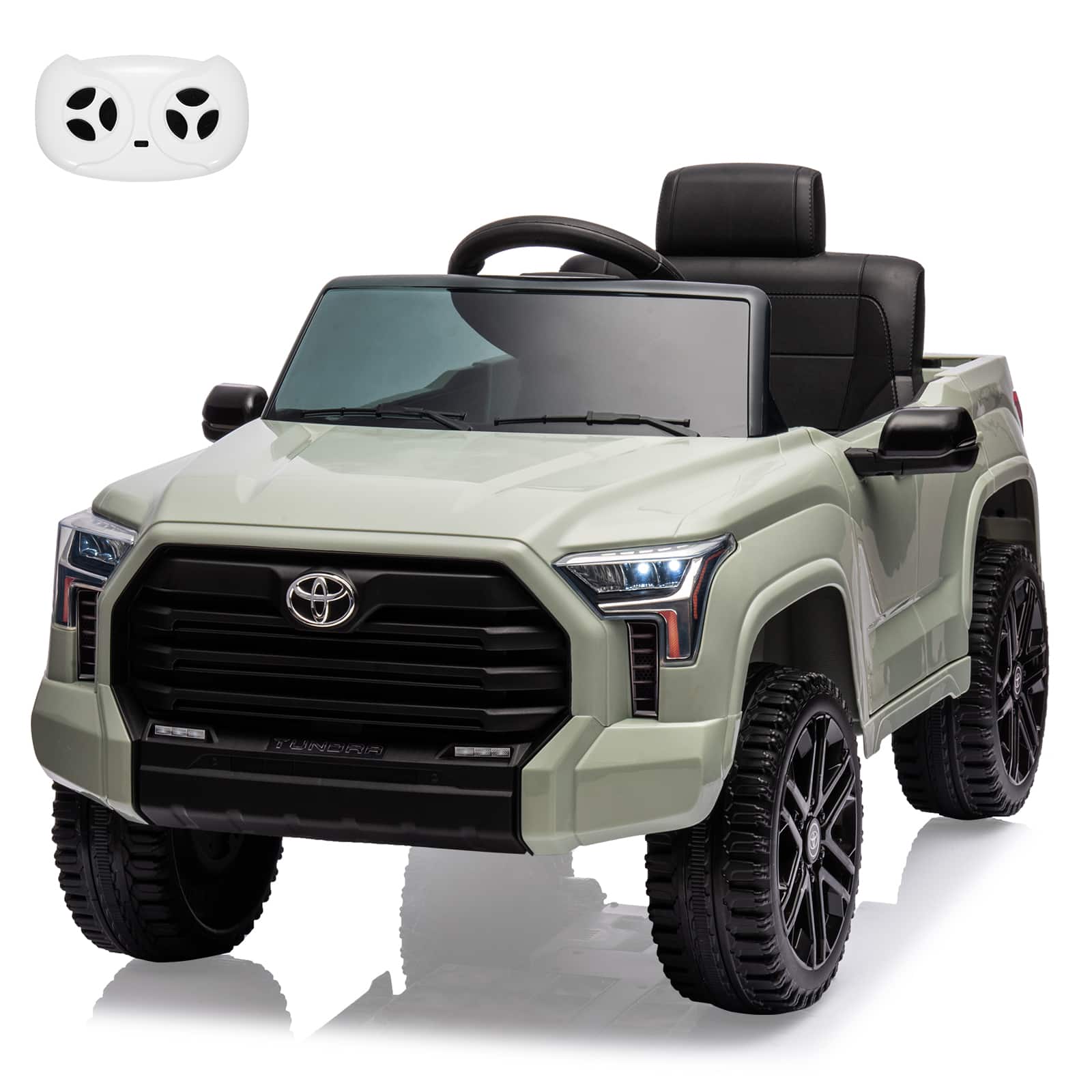 Jojoka - Licensed Toyota Tundra 12V Kids Electric Ride-On Truck, Battery Powered Car with Remote, LED Lights & Suspension - Light Green