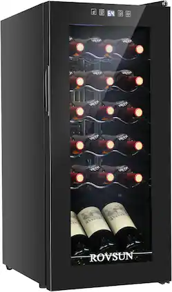 Winado - 18 Bottle Wine Fridge, Freestanding Compressor Wine Cooler Refrigerator, Beverage Wine Chiller with Digital Temperature - Black