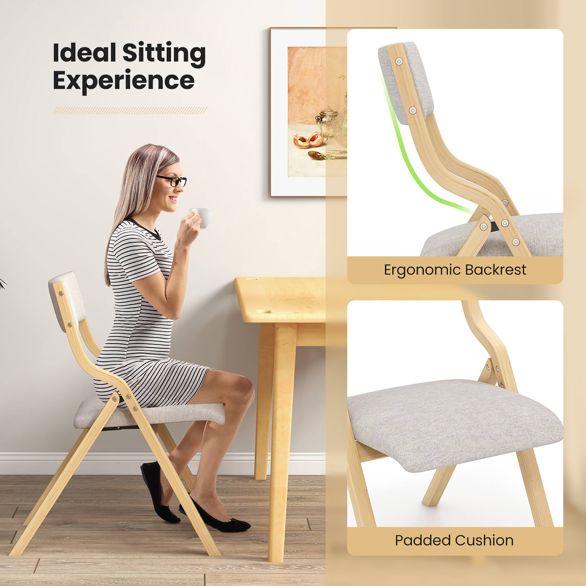 Ideal Sitting Experience, Ergonomic Backrest, Padded Cushion