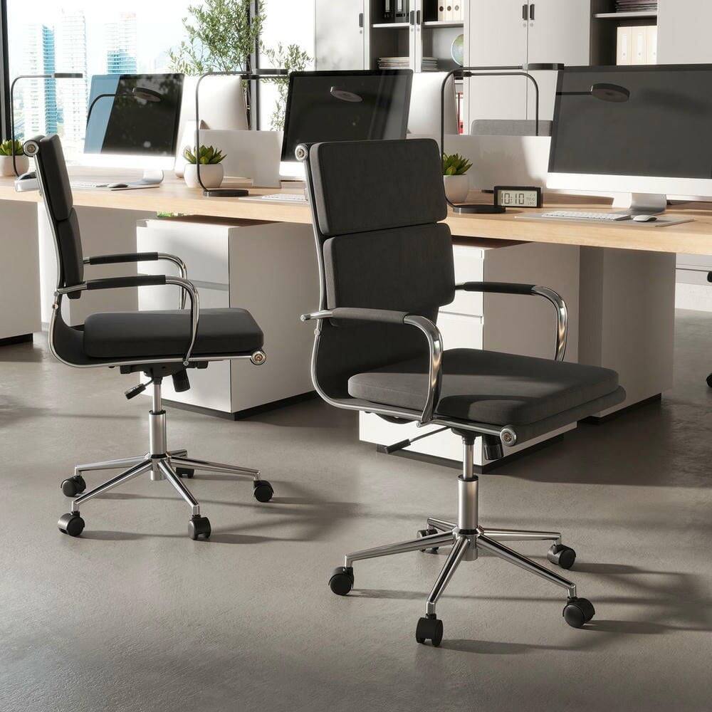 Alt View 4. Kadyn - Ergonomic Office Desk Chair - Rocking Backrest, Height-Adjustable Padded Seat, Gray - Gray.