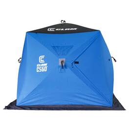 Clam - C-560 Outdoor Portable 7.5 Foot Pop Up Ice Fishing Hub Shelter Tent, 14476 - Blue