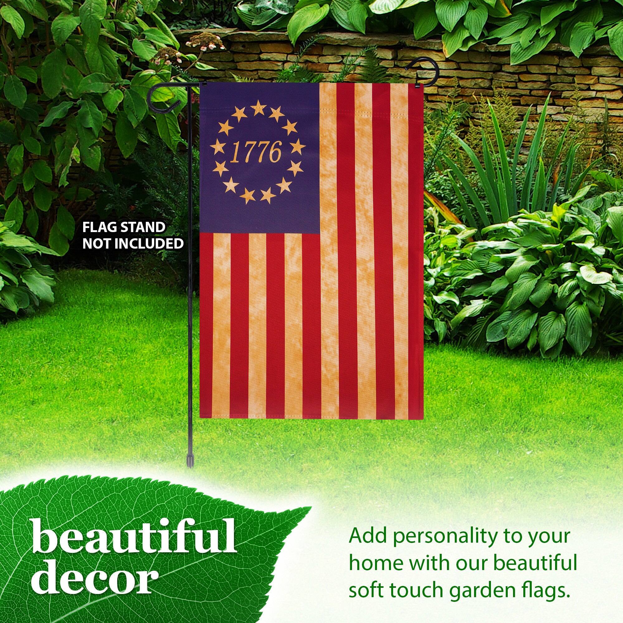 1776 FLAG STAND NOT INCLUDED beautiful decor

Add personality to your home with our beautiful soft touch garden flags.