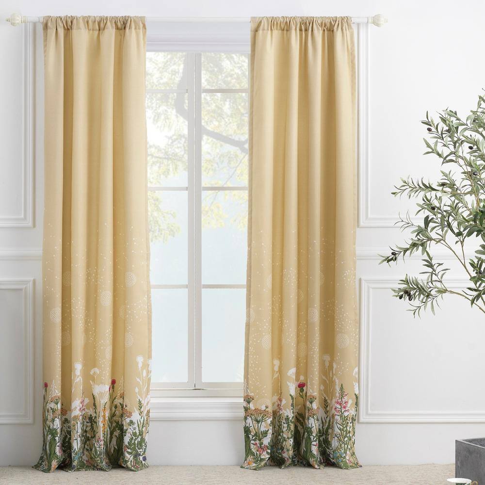 Angle. Barefoot Bungalow - Greenland Home Fashions Barefoot Bungalow Dandelion Window Panel Pair42x84", Taupe - Taupe.