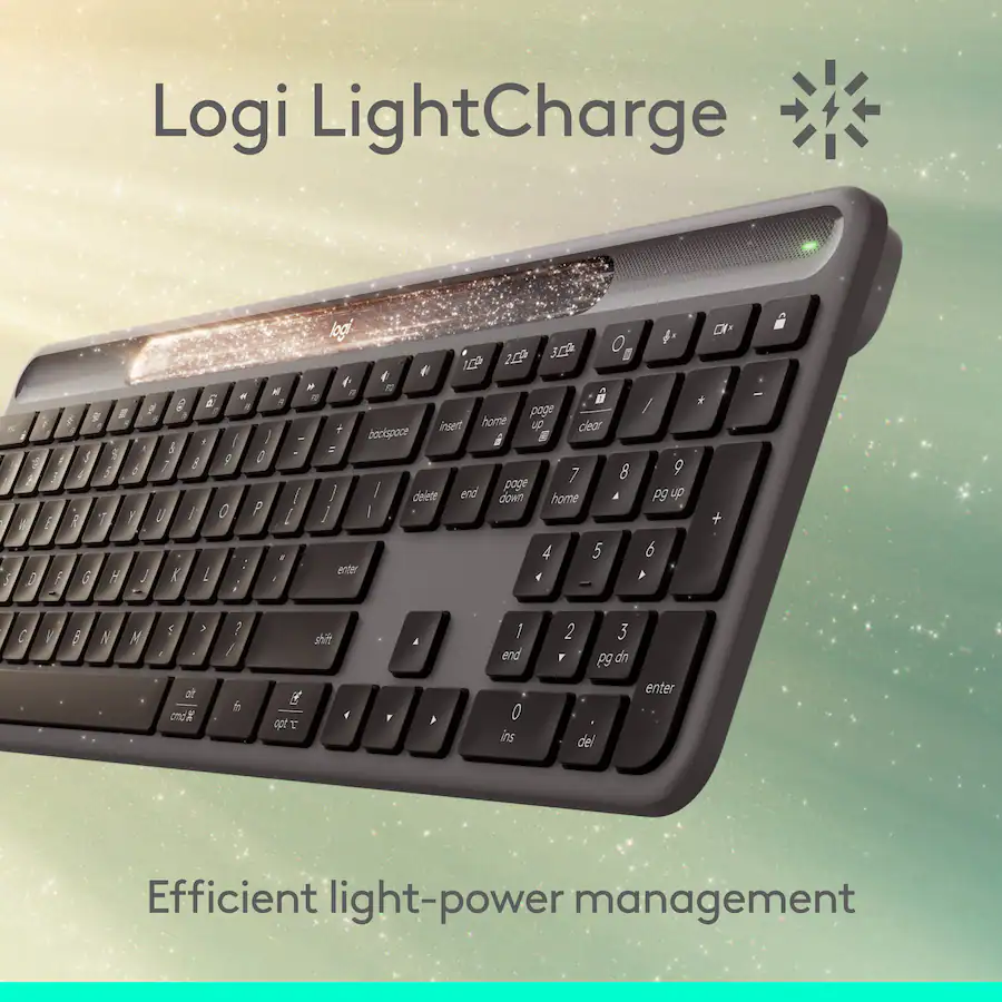 Logitech Model Number Rughtlight Logitech Signature Slim Solar+ K980 Wireless Bluetooth Solar and ...
