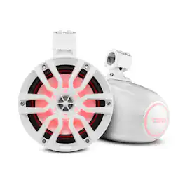 DS18 Audio - NXL 8" Loudspeaker with RGB LED Lights and Grille (Pair), 125W RMS 4-Ohm - White