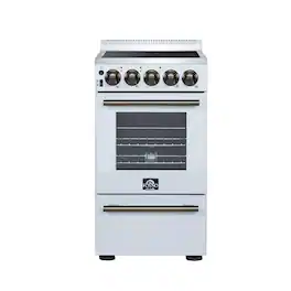 Forno Appliances - Pallerano 2.05 Cu. Ft. Freestanding Electric Range with Antique Brass Accessories - White