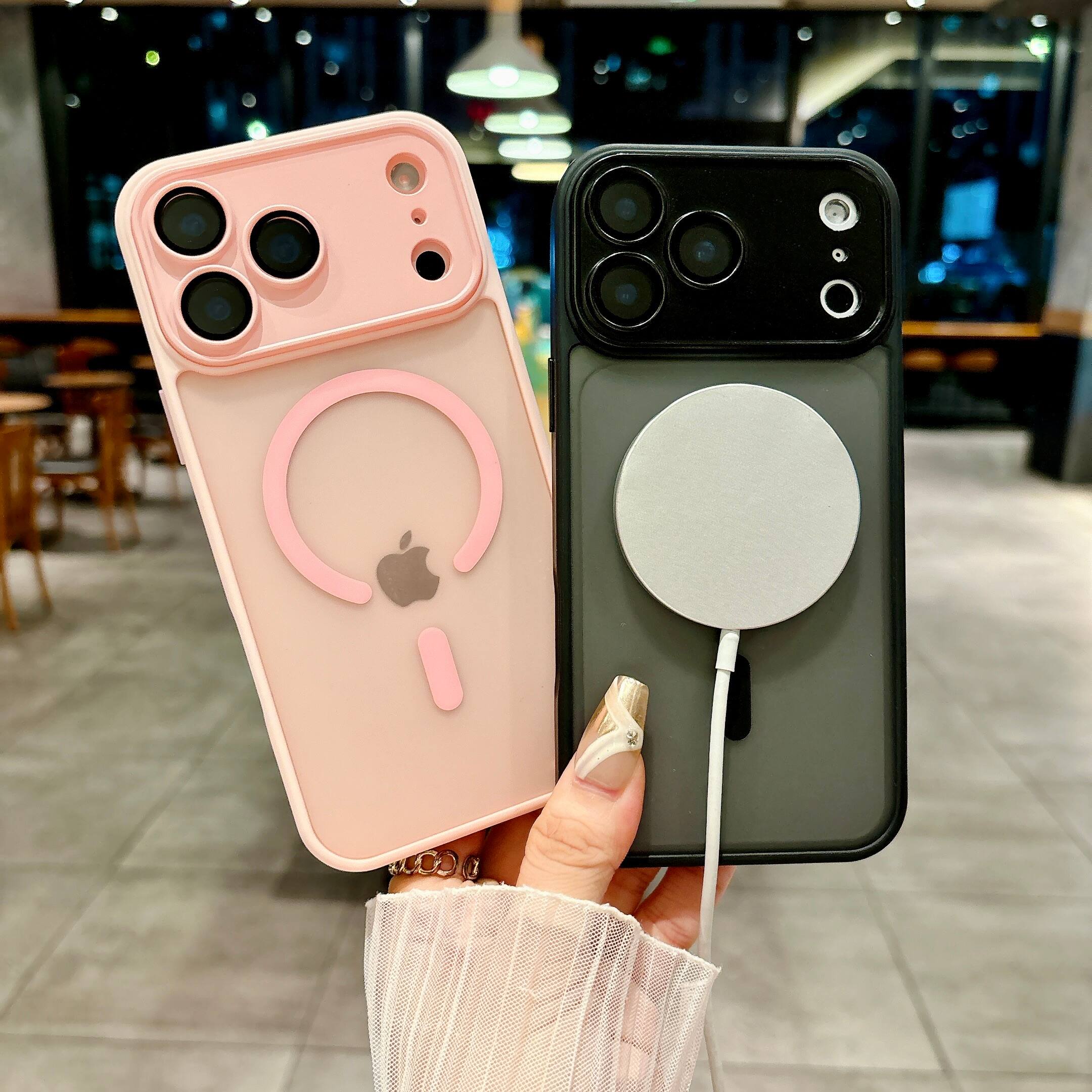 Back. UUCOVER - For Apple iPhone 17 Pro Max Magnetic Case with Built-in Camera Lens Protector Cover, Compatible with MagSafe Matte Cover - Orange.