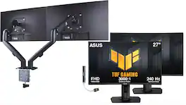 ASUS - TUF 27" FHD VA Gaming Monitor, 1ms Response Time, Anti-Glare, HDMI 2 Pack w/DKZ Hub & Ergoflexy Dual Mount Arms - Black