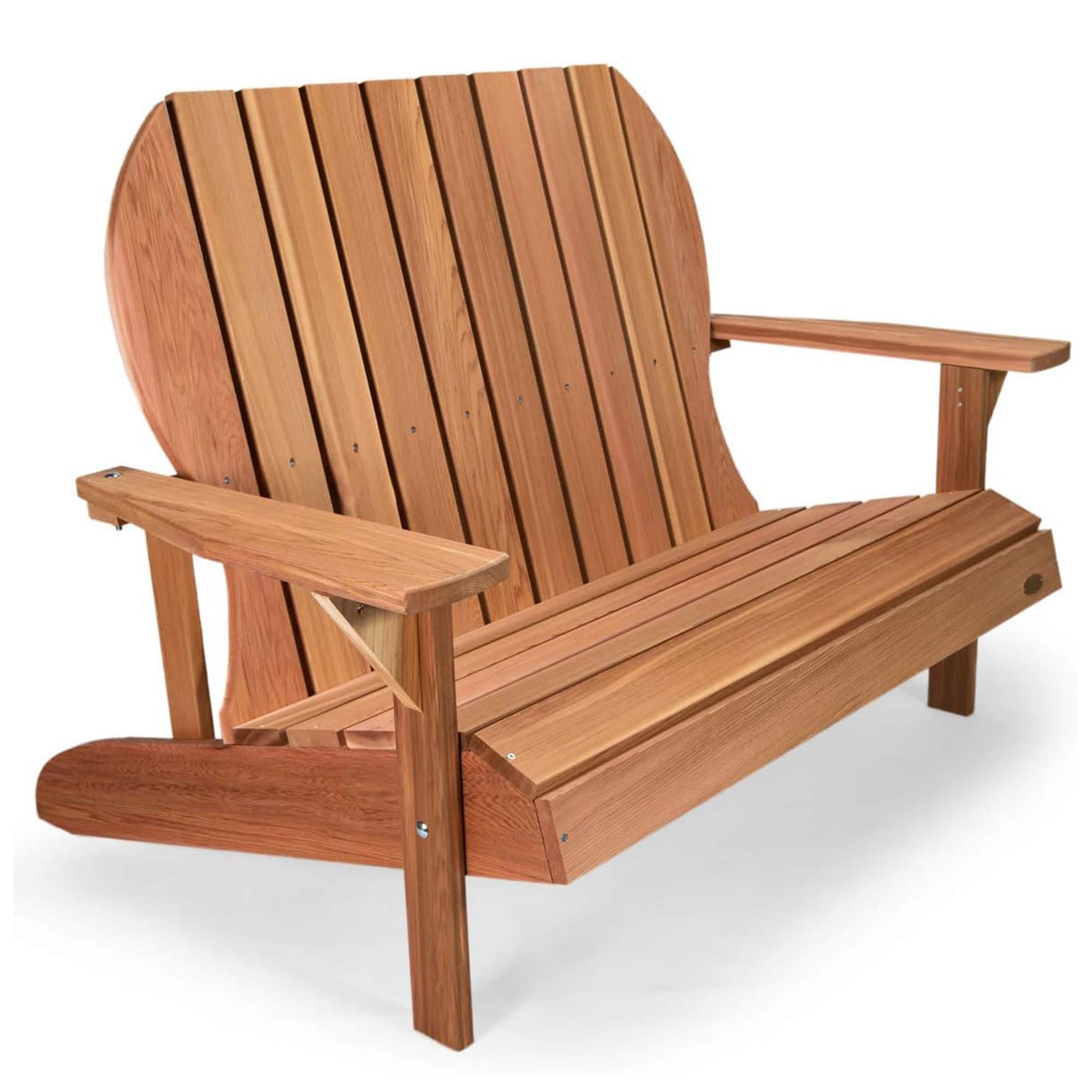 All Things Cedar - 54” Wood Adirondack Loveseat Chair Outdoor Patio Seat - Natural