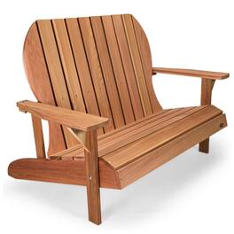 All Things Cedar - 54” Wood Adirondack Loveseat Chair Outdoor Patio Seat - Natural