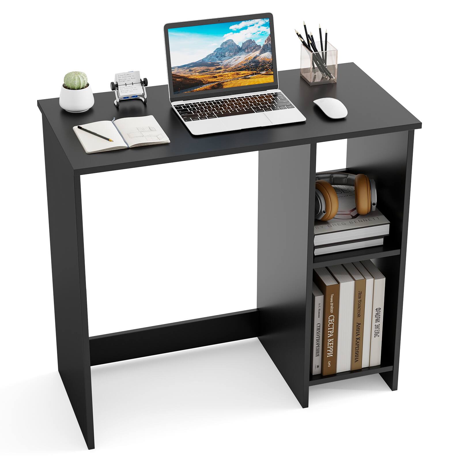 Gymax - 31.5'' Small Computer Desk Home Office Study Writing Desk w/ 2 Compartments - Black