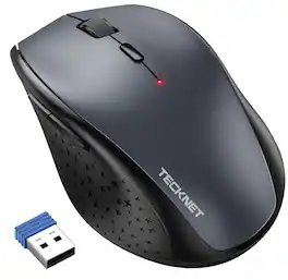 TECKNET - Wireless Mouse, 2.4G USB Computer Mouse with 6-Level Adjustable 4800 DPI, Silent Quiet Click - Wireless - Gray