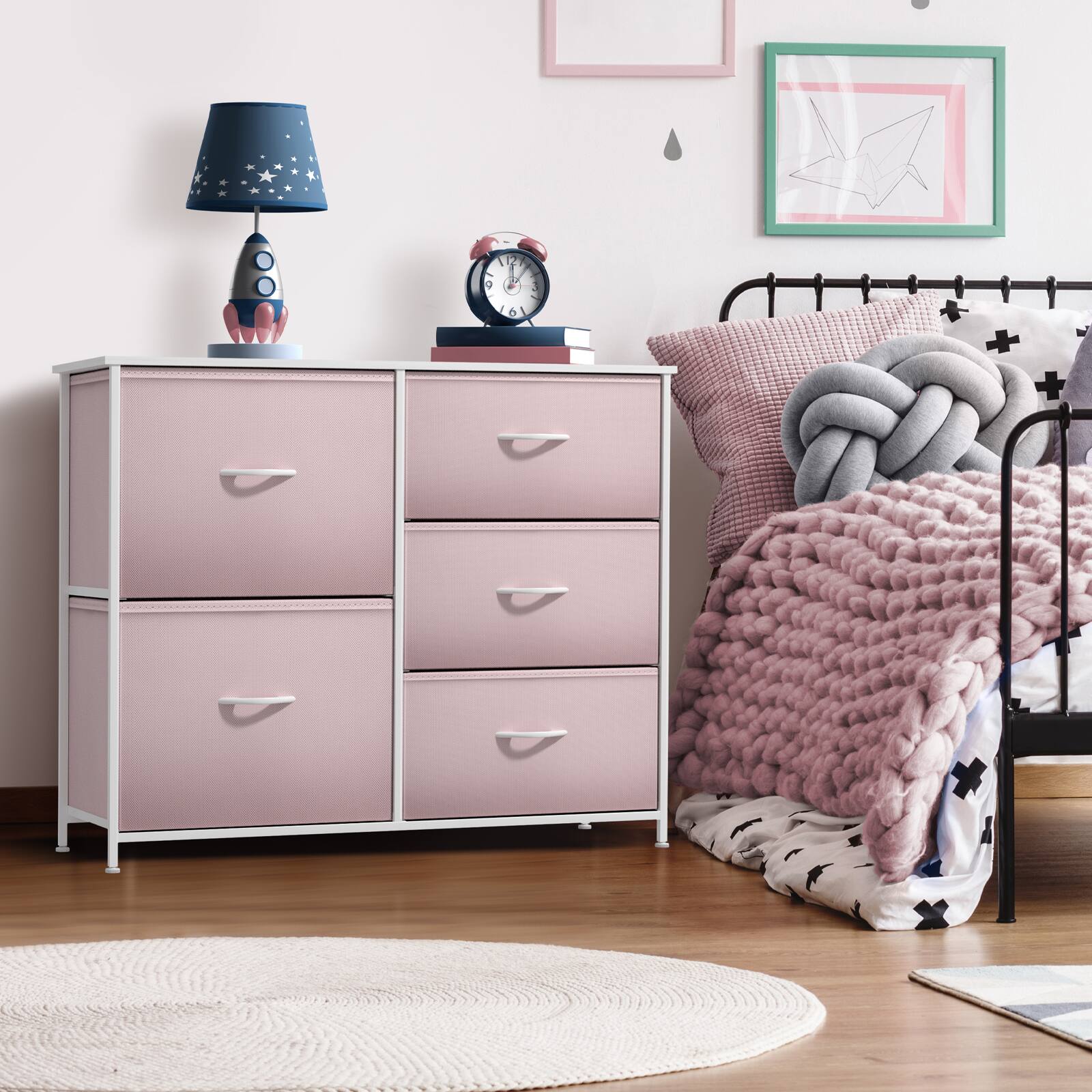 Alt View 1. Sorbus - Sorbus Kids Dresser with 5 Drawers, Storage Chest Organizer Unit with Steel Frame, Wood Top & Handle - Pink.