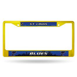 Rico Industries - St Louis Blues NHL Yellow Painted Chrome Metal License Plate Frame - Multi