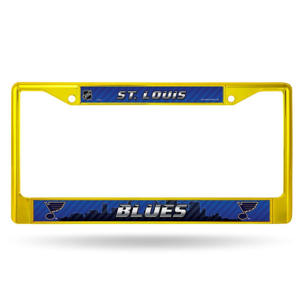 St Louis Blues NHL Yellow Painted Chrome Metal License Plate Frame