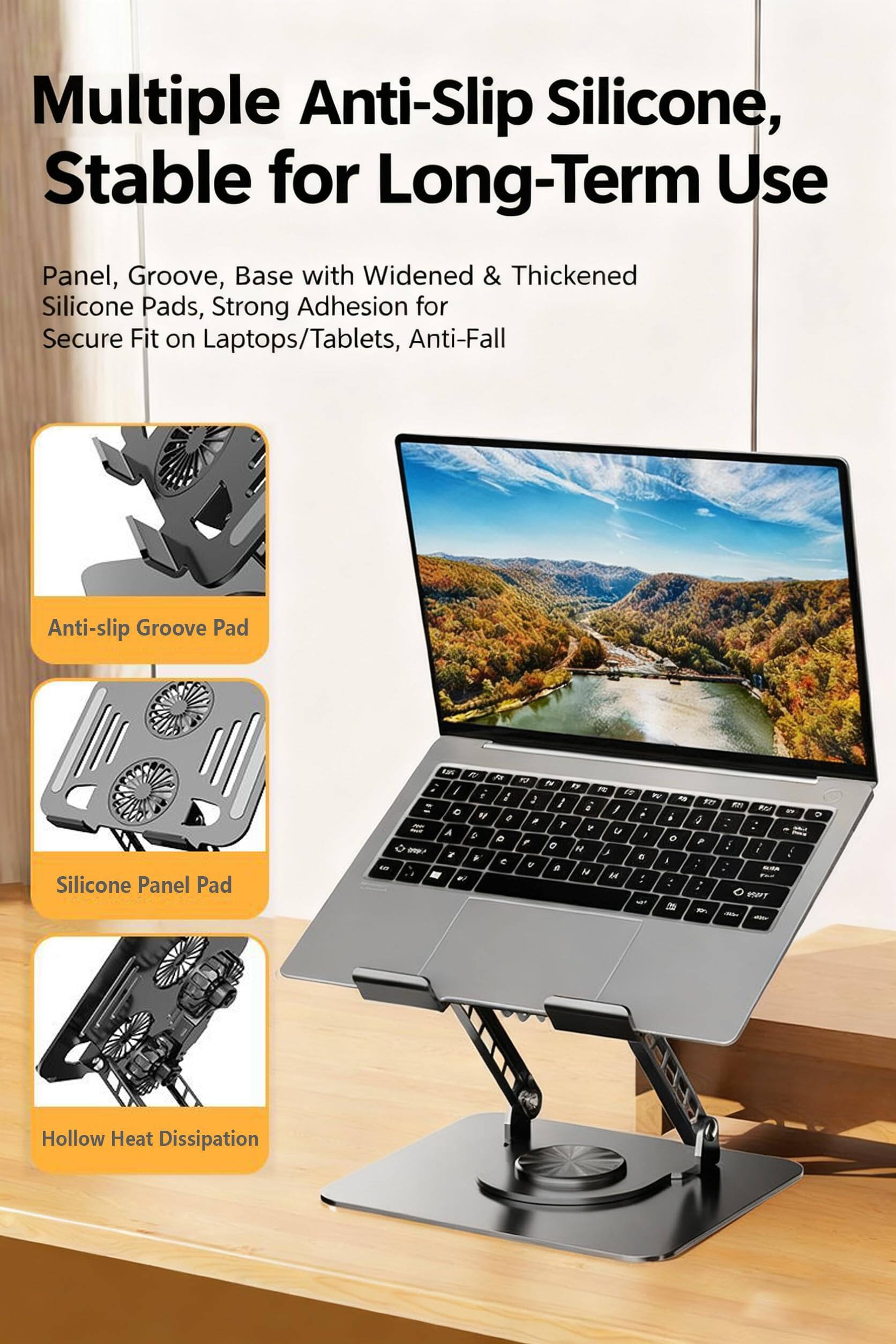 Multiple Anti-Slip Silicone, Stable for Long-Term Use

Panel, Groove, Base with Widened & Thickened Silicone Pads, Strong Adhesion for Secure Fit on Laptops/Tablets, Anti-Fall

Anti-slip Groove Pad

Silicone Panel Pad

Hollow Heat Dissipation