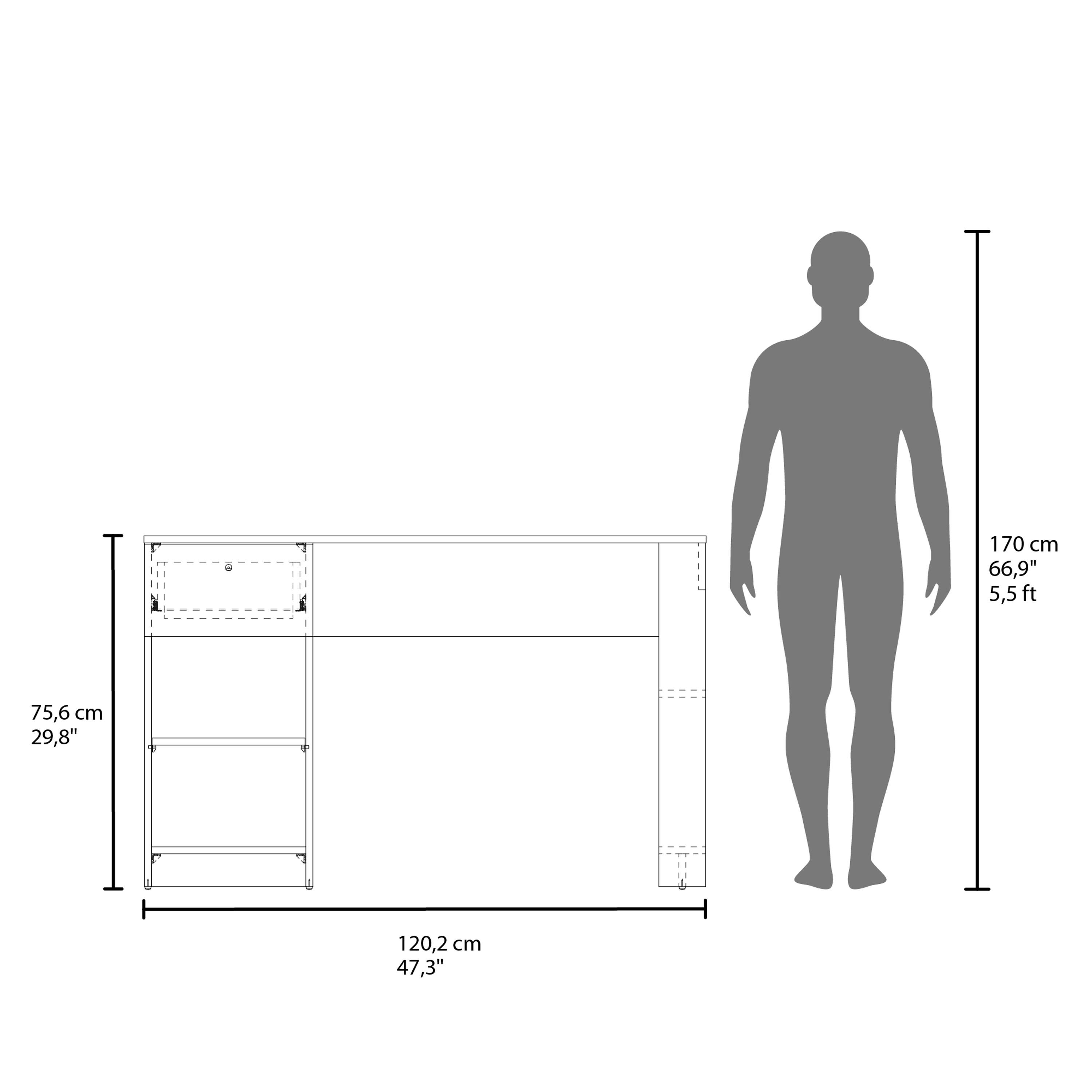 - 170 cm
- 66.9"
- 5.5 ft
- 75.6 cm
- 29.8"
- 120.2 cm
- 47.3"