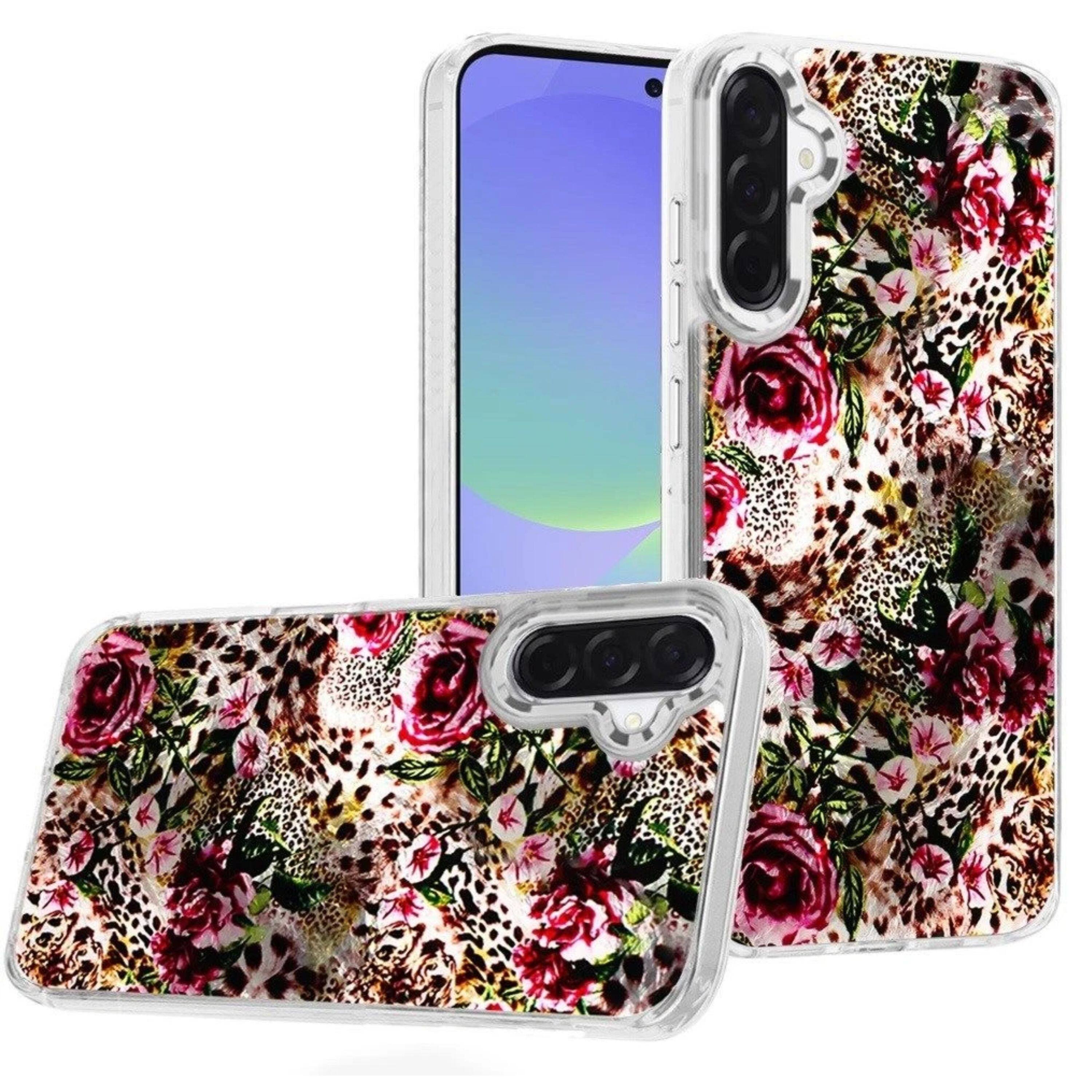 Front. Kitcheniva - Trendy In Mold Design Phone Cover With Metallic Button Accents And Tempered Glass For Samsung A37 A - Multicolor.