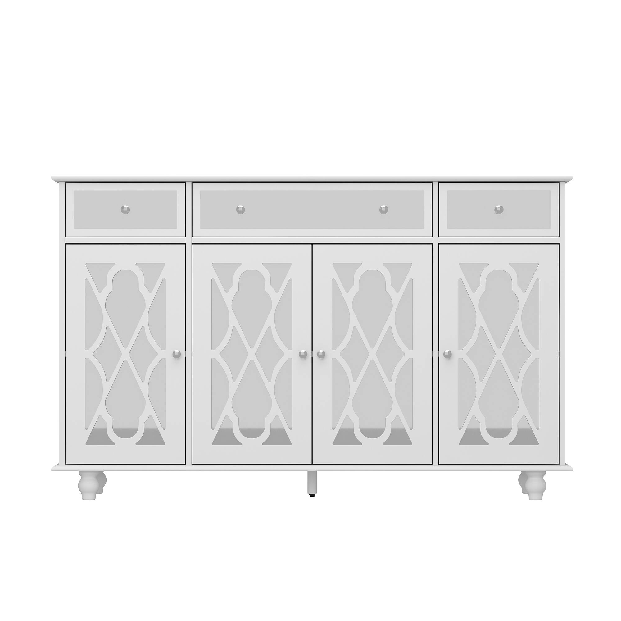Alt View 10. Famapy - Mirrored Carved Sideboard Cabinet, Decorative Storage Buffet for Dining Room or Living Room - White.