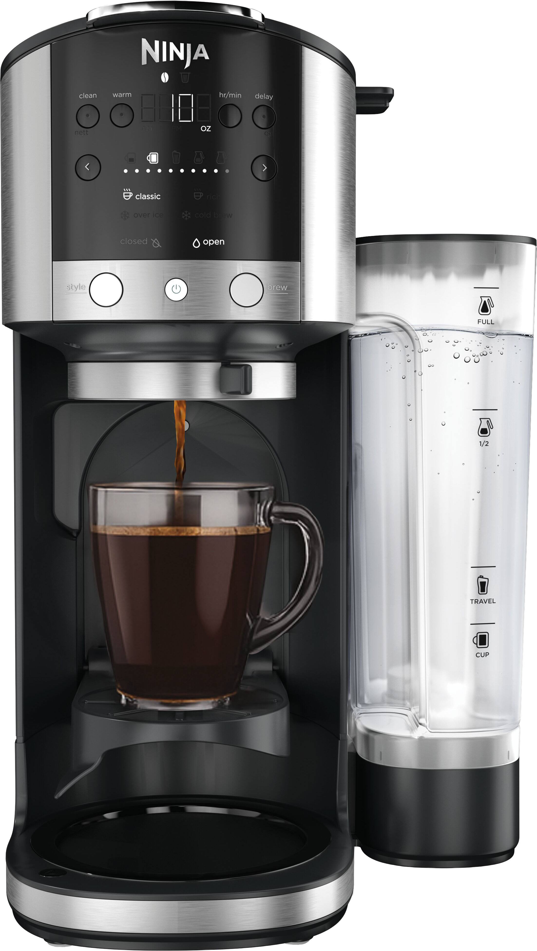 NINJA  
clean warm hr/min delay  
OZ  
classic rich over ce cold b wild  
N closed open style brew  
0 FULL 1/2 TRAVEL CUP