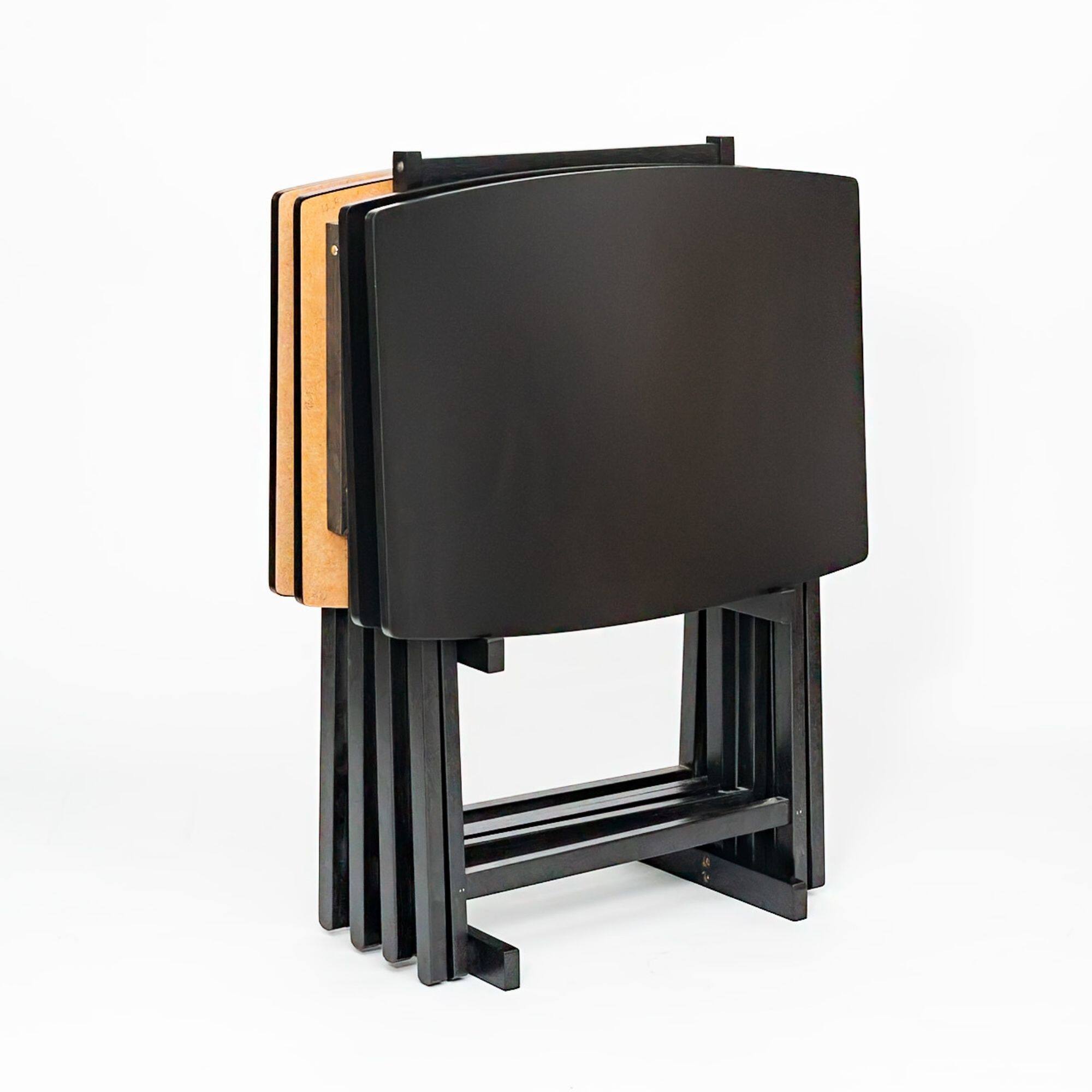 Alt View 4. PJ Wood - PJ Wood 5 Pack XL Oversize Tray Table Set for Living Room or Kitchen, Black - Black.