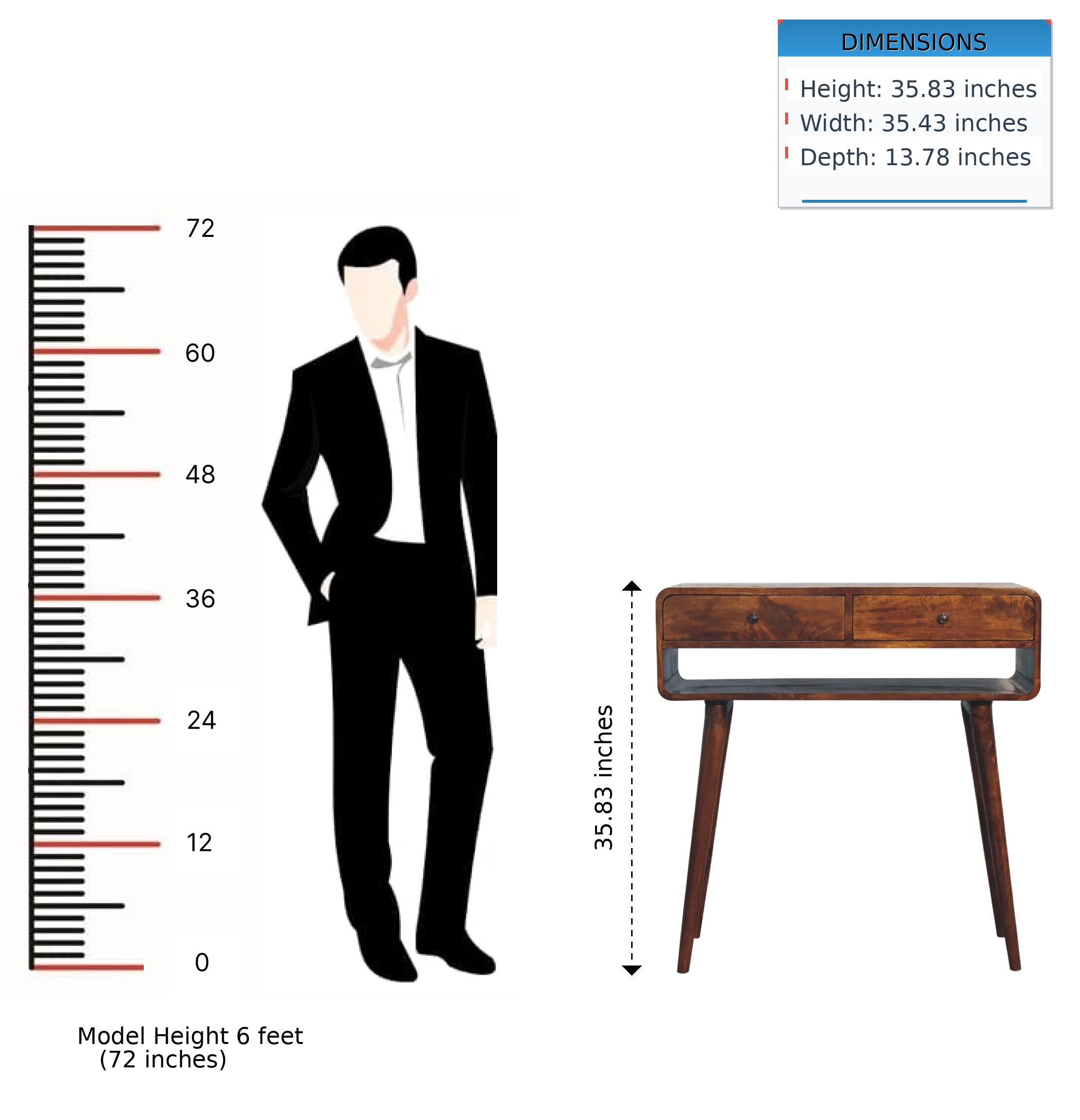 DIMENSIONS  
Height: 35.83 inches  
Width: 35.43 inches  
Depth: 13.78 inches  

Model Height 6 feet (72 inches)