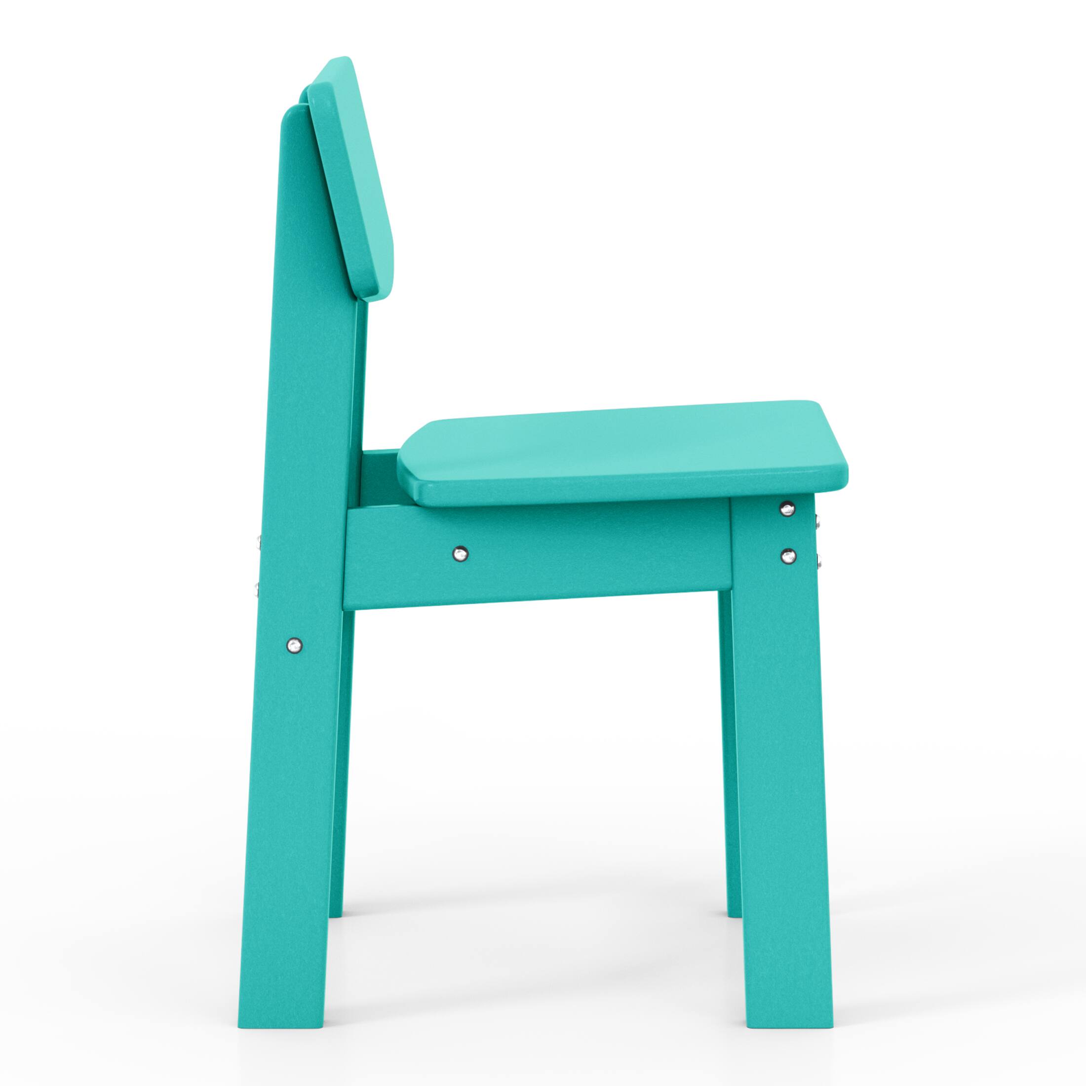 Left. WestinTrends - WestinTrends Tiny Terraces Outdoor HDPE Kids Modern Plastic Toddler Dining Chairs (Set of Two) - Turquoise.