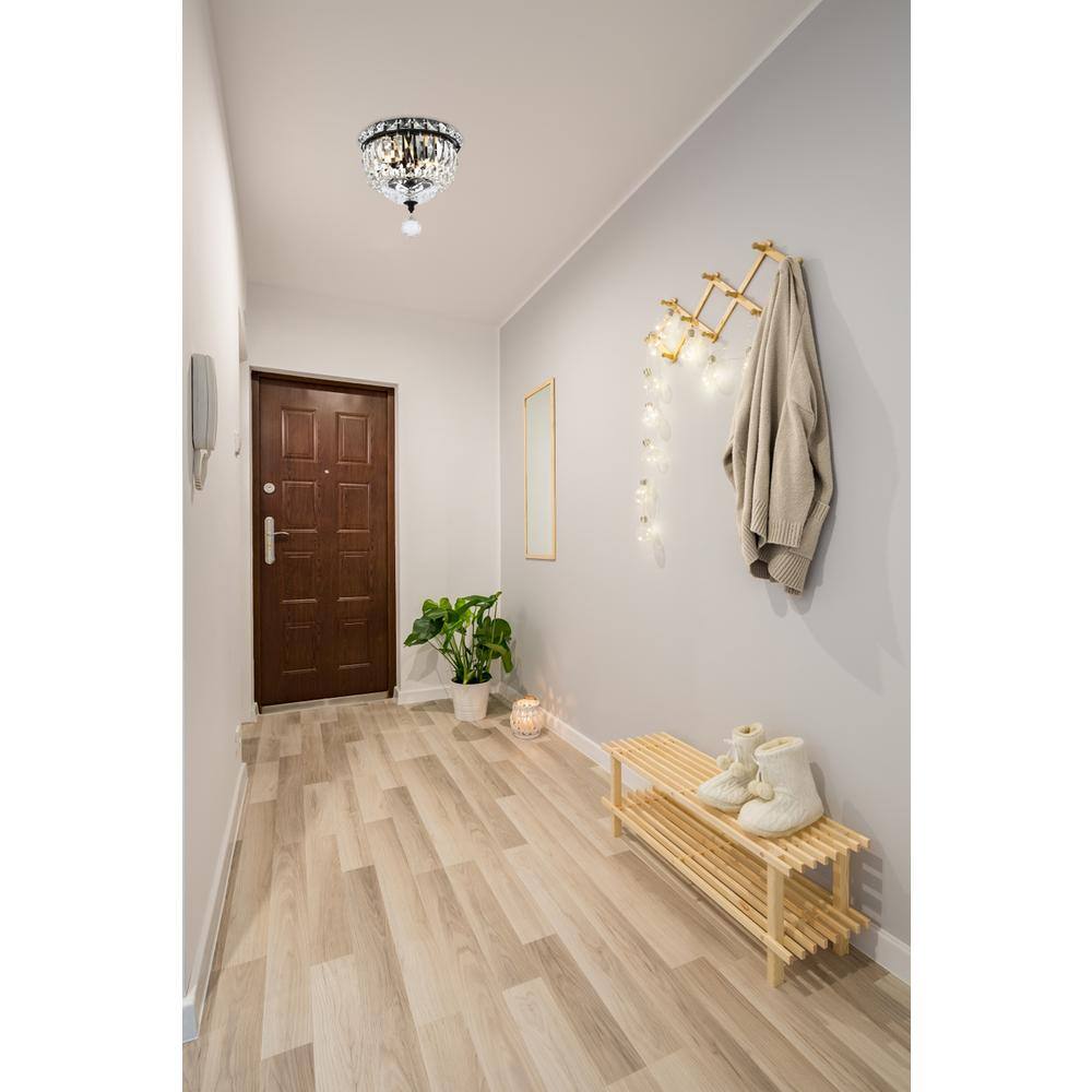 Angle. Elegant Lighting - Tranquil 8 inch black flush mount - Black And Clear.