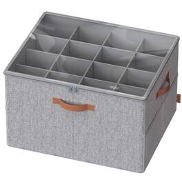 Songmics Home - Shoe Organizer for Closet, Shoe Storage Bin, Fits 16 Pairs, Fabric Container with Handles and Clear Cover - Dove Gray