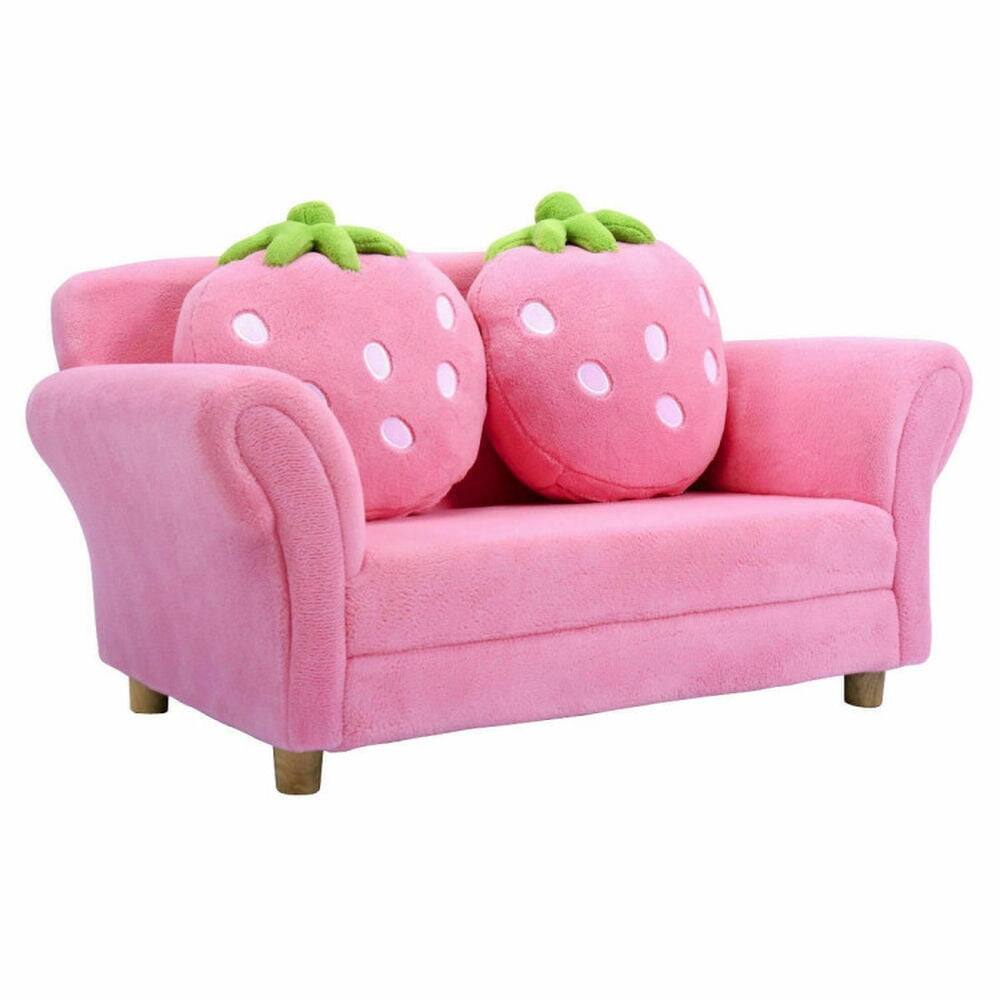 Alt View 4. Pefilos - BL/PI Kids Strawberry Armrest Chair Sofa-Pink, Kids Couch for Kids - Pink.