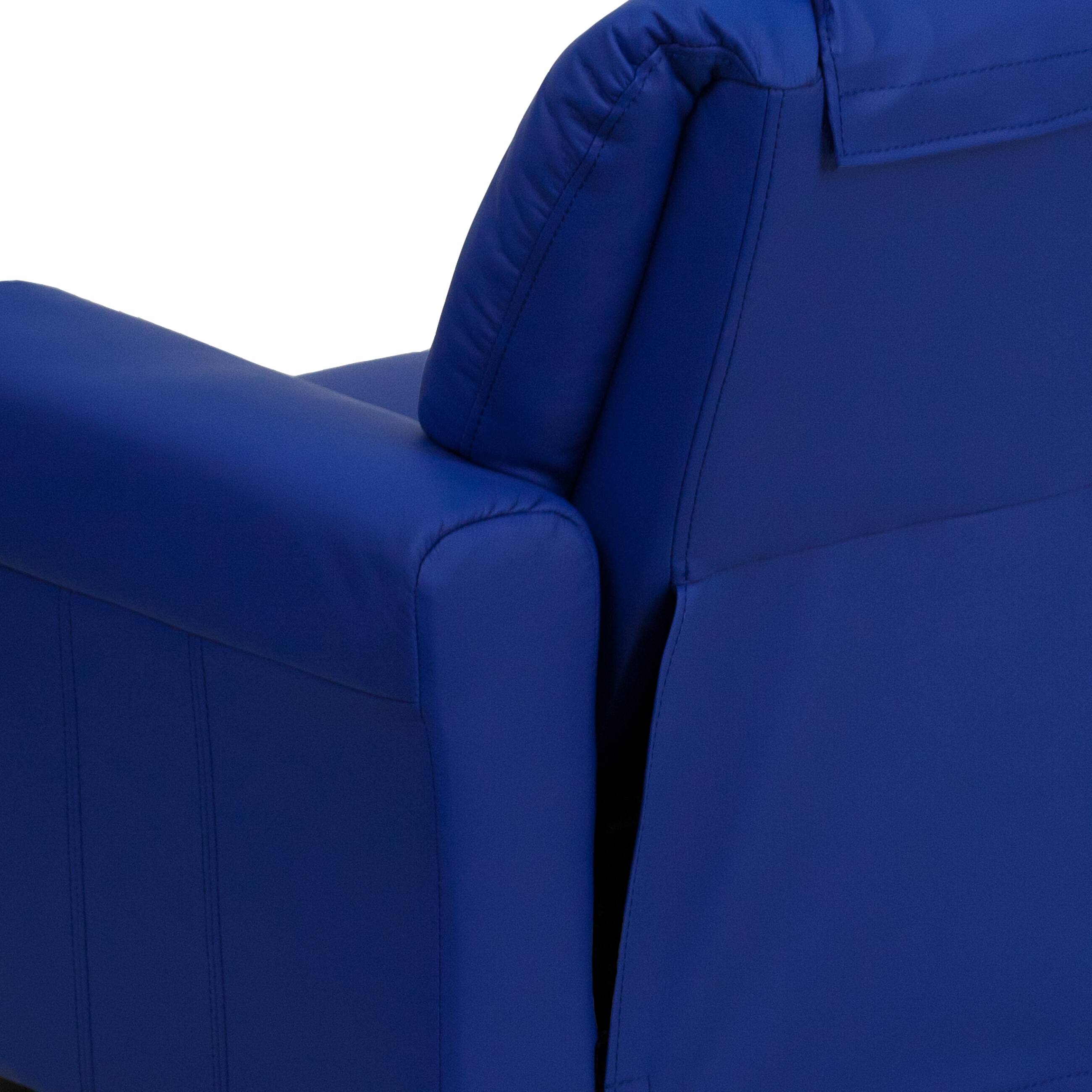 Alt View 9. Emma + Oliver - Contemporary Kids Recliner with Cup Holder and Headrest - Blue Vinyl.