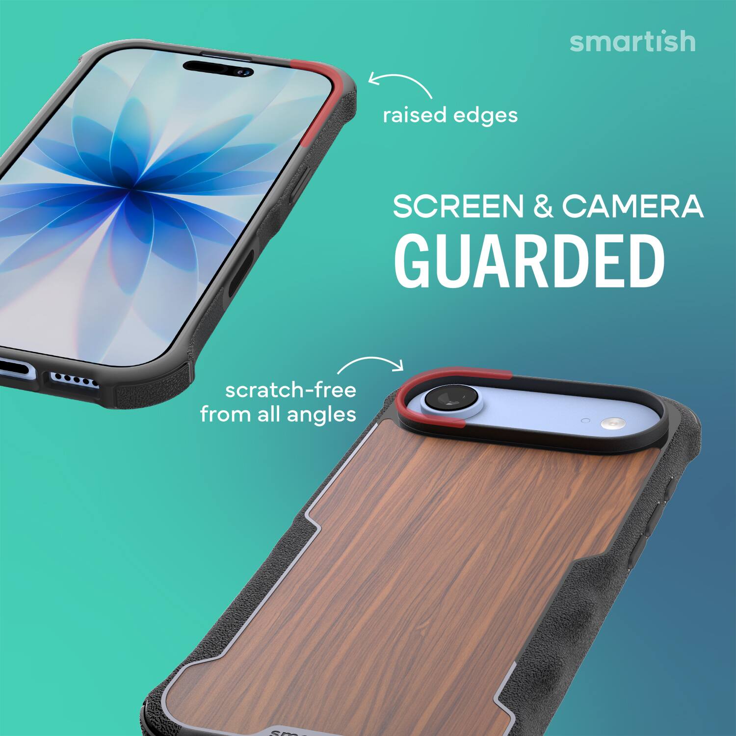 smartish raised edges SCREEN & CAMERA GUARDED scratch-free from all angles